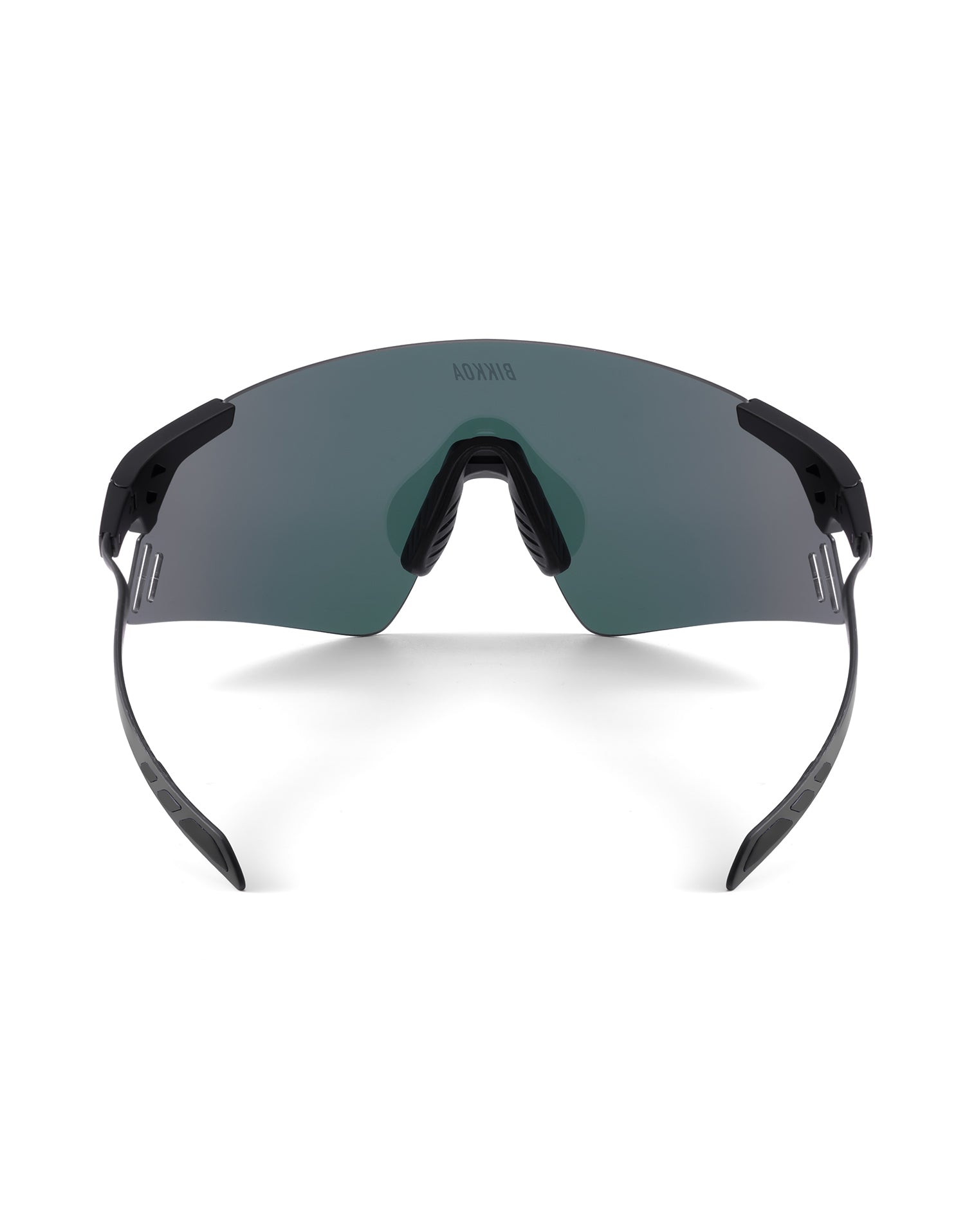 Gafas deportivas BIKKOA NEXORA doradas, vista trasera de las gafas mostrando puente nasal flexible y patillas de carbono - dorada