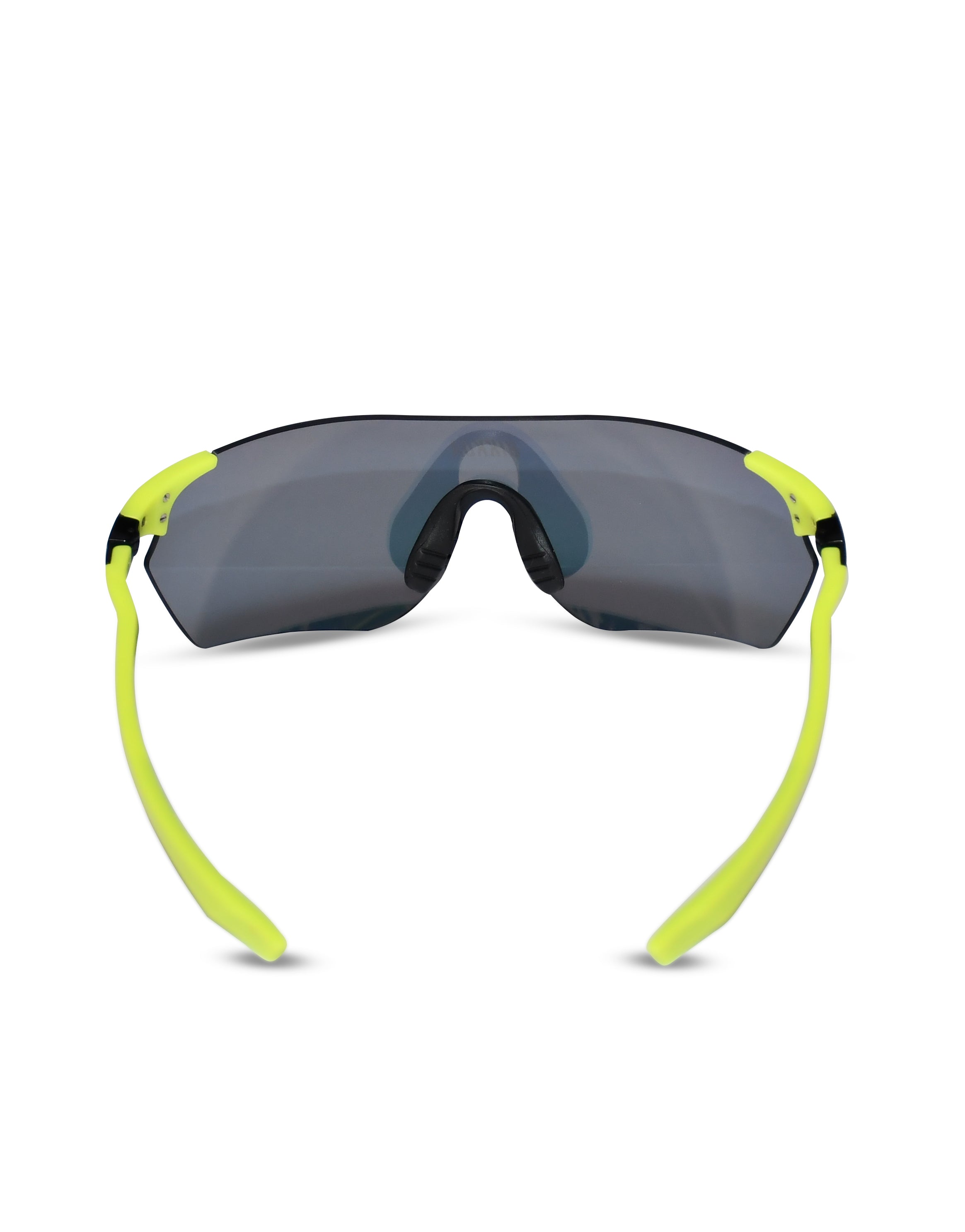Gafas deportivas polarizadas BIKKOA VYROX con lente amarilla polarizada y montura técnica unificada, vista trasera con puente nasal y curvatura envolvente para estabilidad y visión deportiva - Amarilla