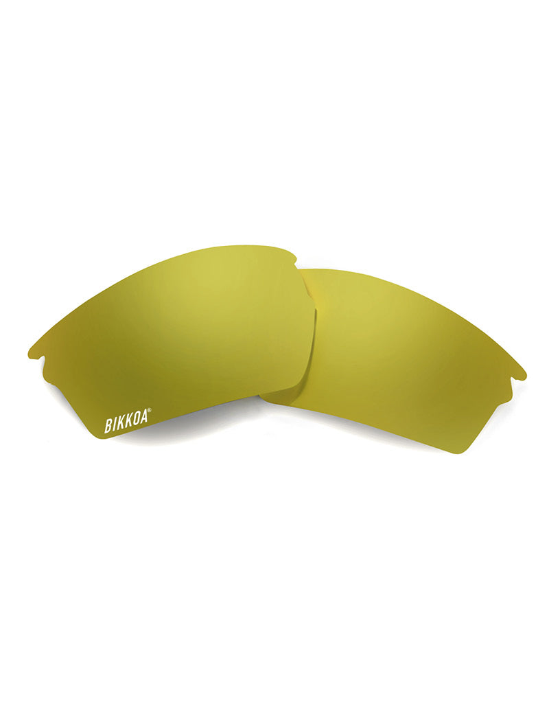 Lente de recambio amarilla revo para condiciones de poca luz y niebla, vista frontal de la lente de recambio amarilla REVO para condiciones de poca luz y niebla, compatible exclusivamente con modelos LAB y GOAT - Dorada