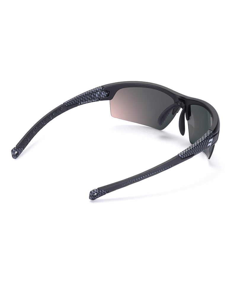 Gafas deportivas BIKKOA GOAT color violeta, vista trasera lateral derecha mostrando ajuste ergonómico para pádel y running - Violeta