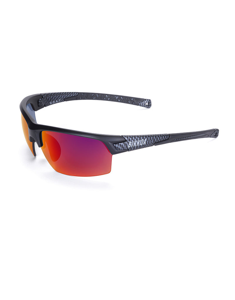 Gafas deportivas BIKKOA GOAT color violeta, vista lateral izquierda con diseño deportivo de doble lente y estructura ligera de TR90 - Violeta