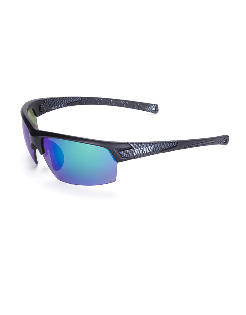 Gafas deportivas BIKKOA GOAT color verde, vista lateral izquierda con diseño deportivo de doble lente y estructura ligera de TR90 - Verde