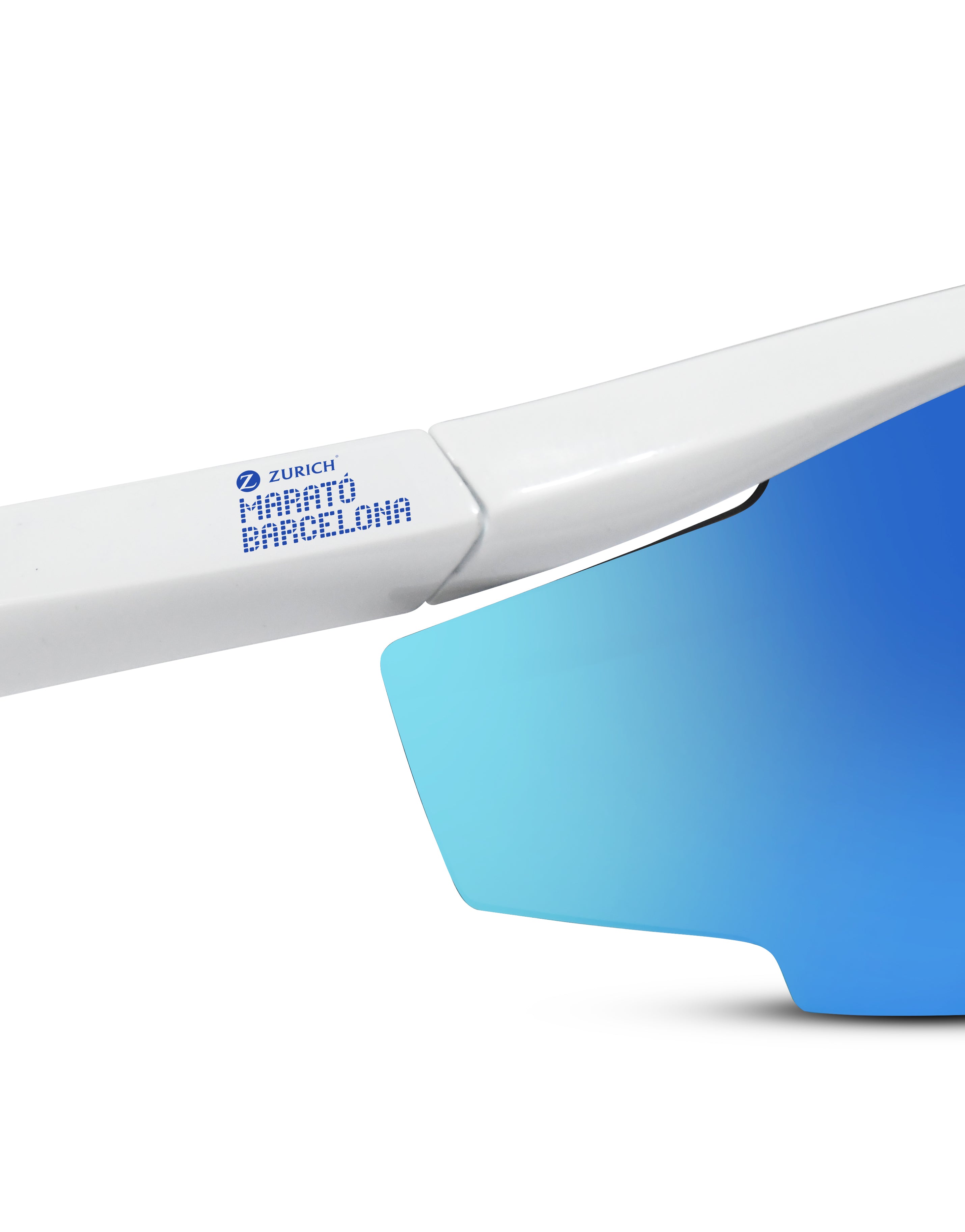 Detalle de la lente de alto rendimiento en la gafa oficial BIKKOA® Zurich Marató Barcelona
