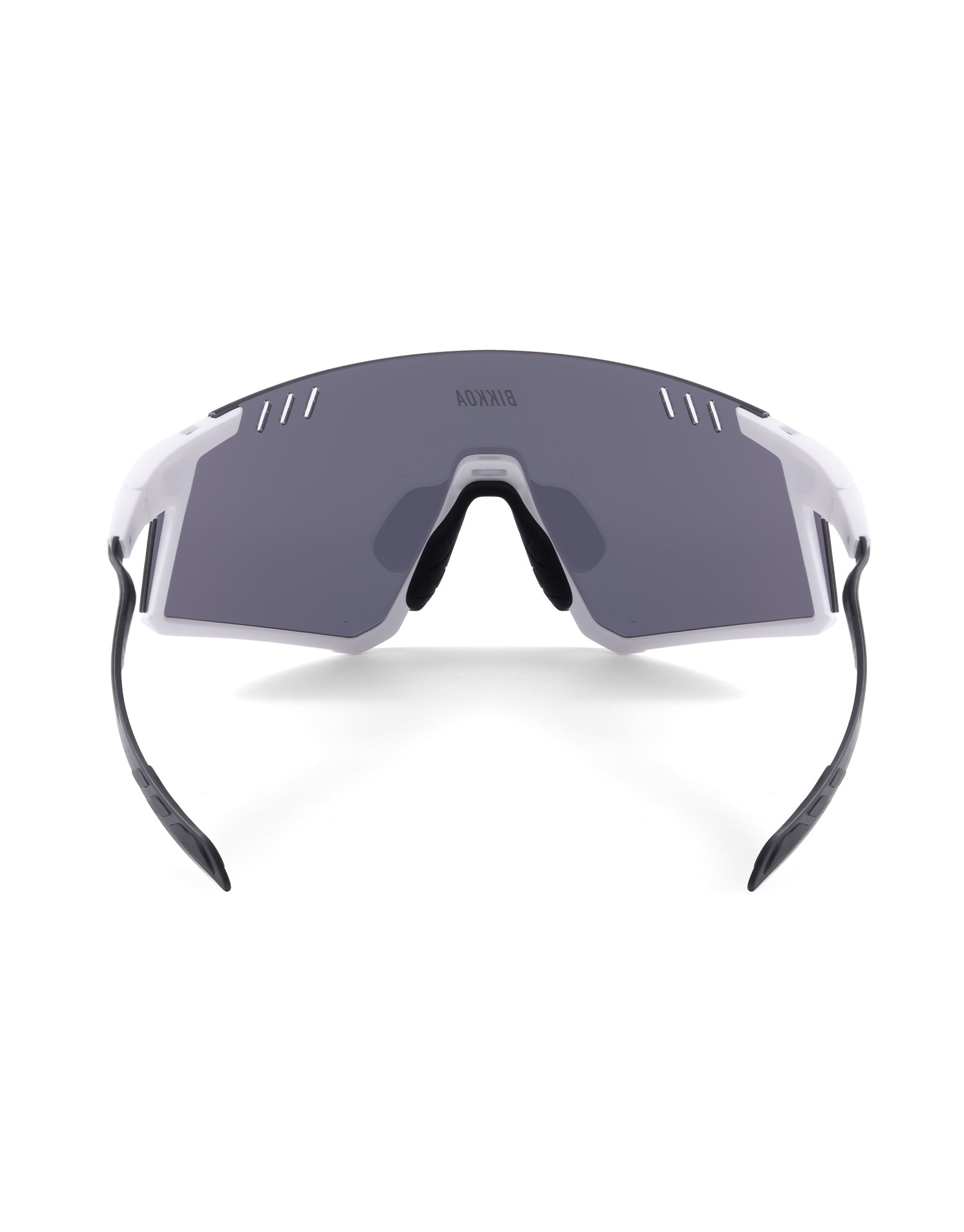 Gafas deportivas BIKKOA ELION con patillas de carbono y lente dorada REVO, vista trasera mostrando el sistema de ventilación y puente nasal ajustable - dorada