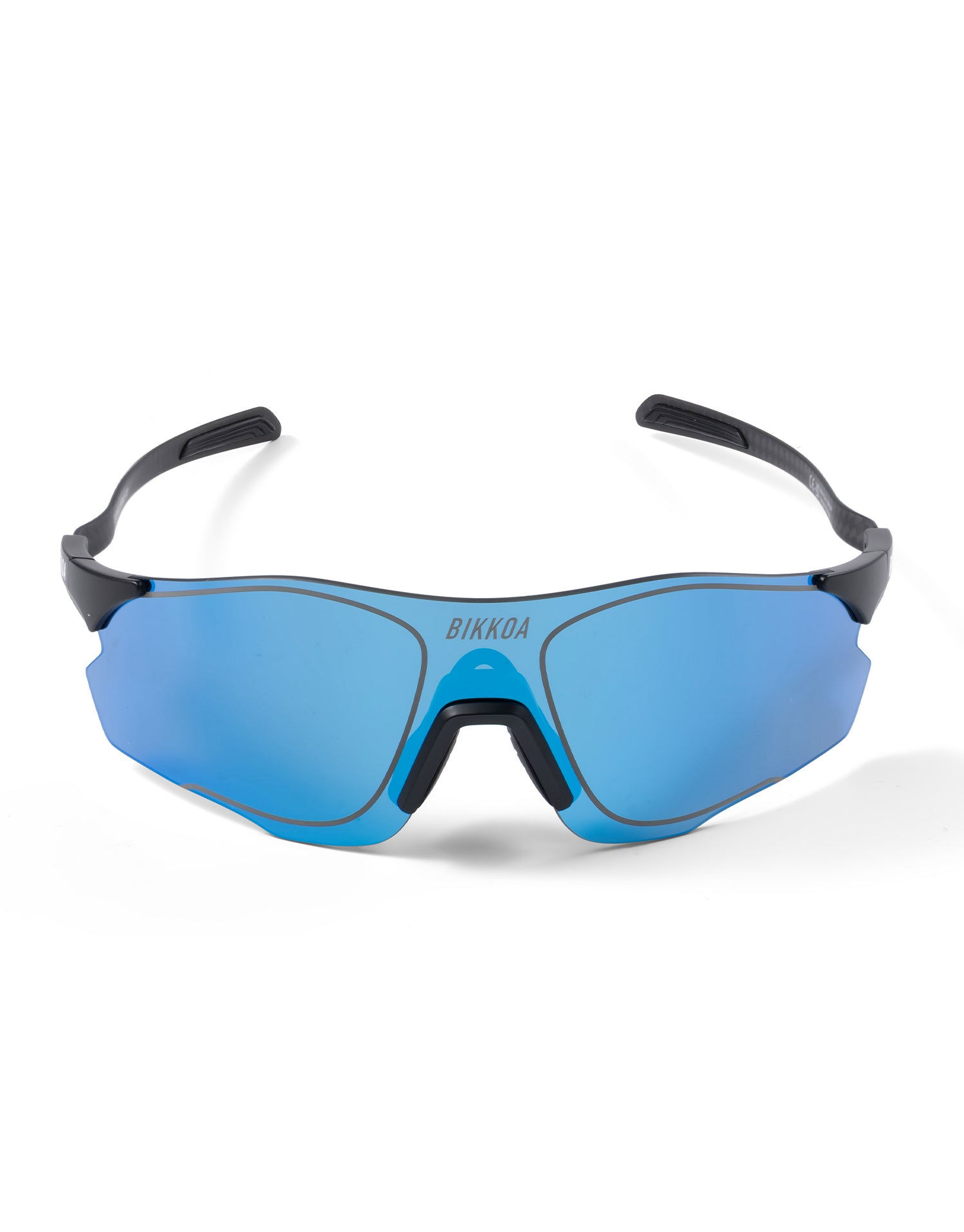 Vista frontal de las gafas BIKKOA EXON con lente azul deportiva - Azul