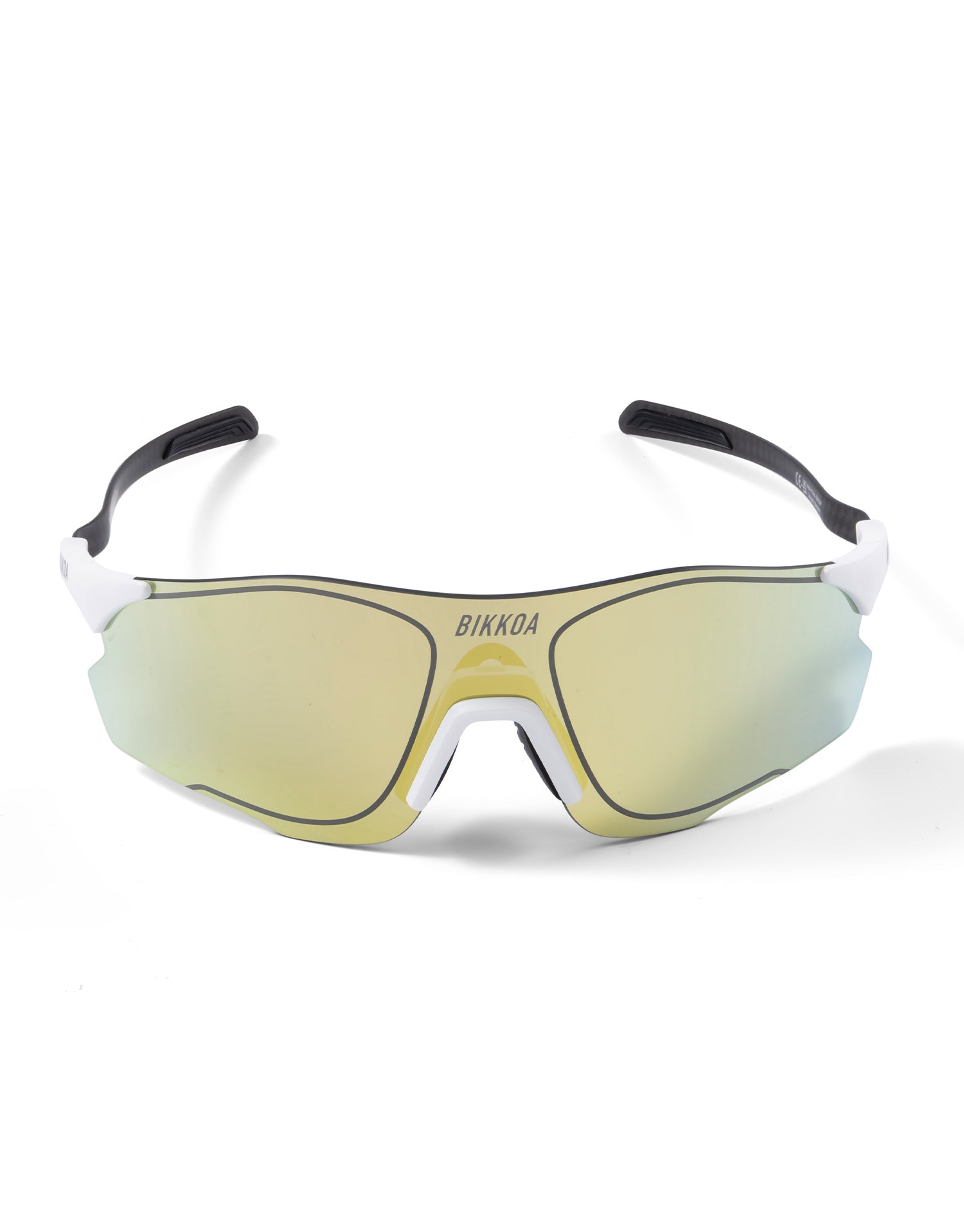 Vista frontal de las gafas BIKKOA EXON con lente dorada deportiva - Dorada