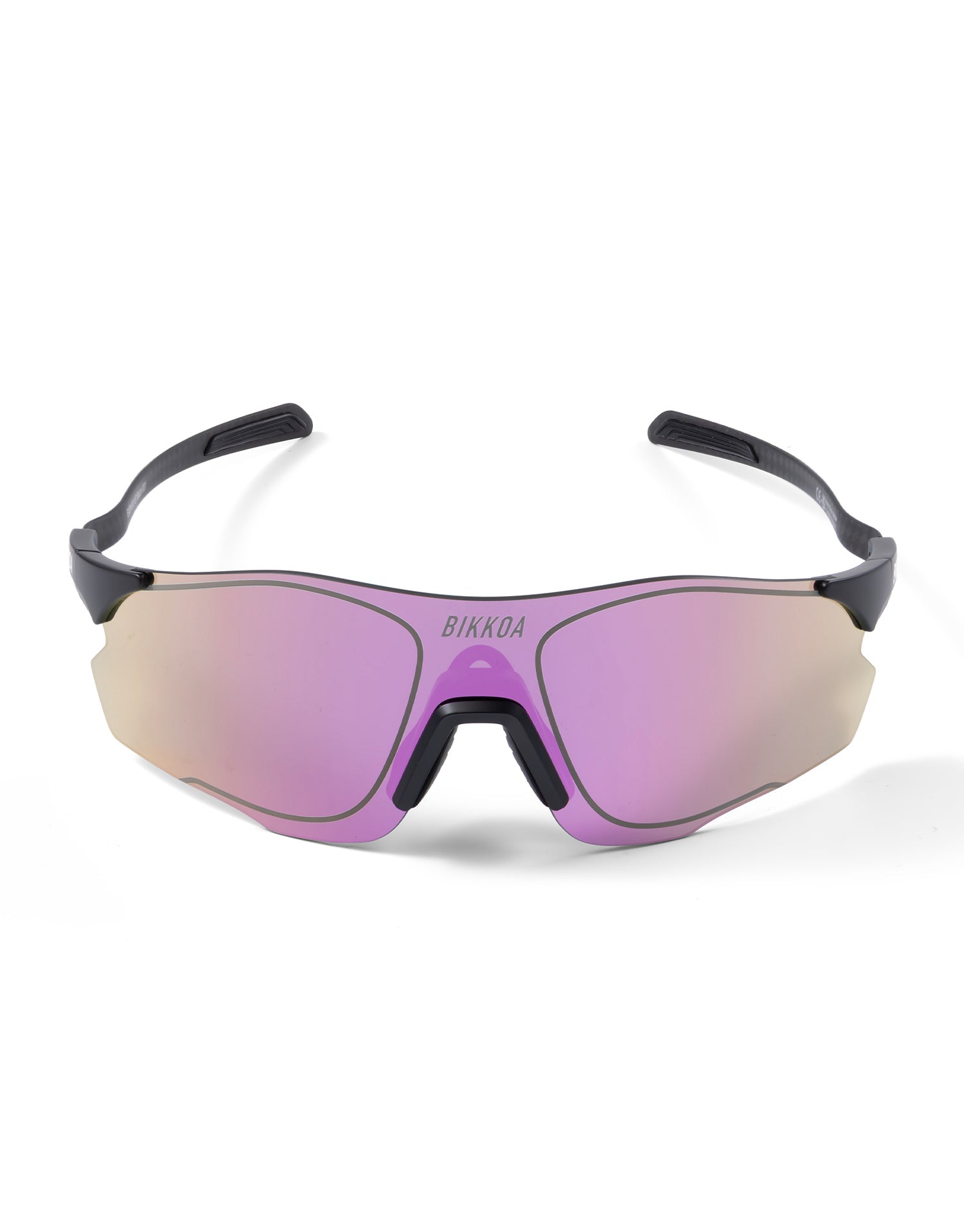 Vista frontal de las gafas BIKKOA EXON con lente rosa deportiva - Rosa