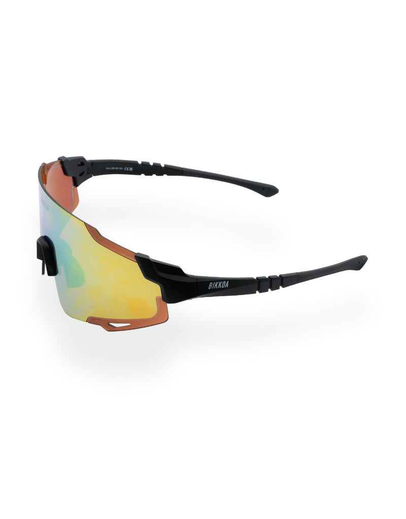 Gafas deportivas BIKKOA KORU bronce vista frontal lateral con lente envolvente para ciclismo y alto rendimiento - Bronce