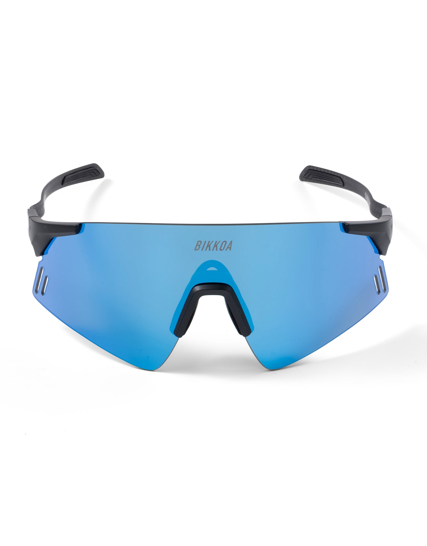 Vista frontal de las gafas BIKKOA NEXORA con lente azul deportiva - Azul
