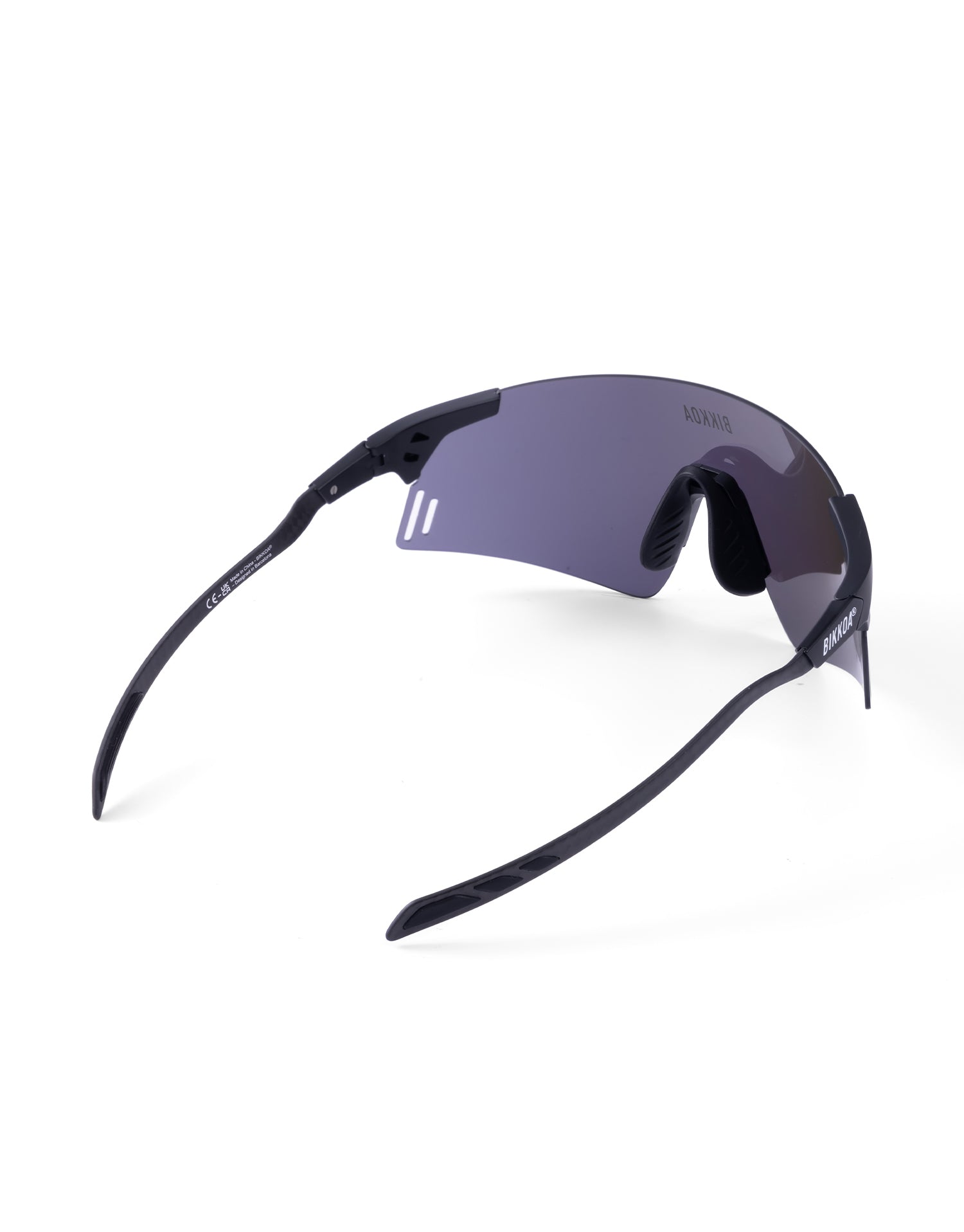 Gafas deportivas BIKKOA NEXORA rosas, vista trasera lateral derecha con patillas ergonómicas de carbono y diseño envolvente - rosa
