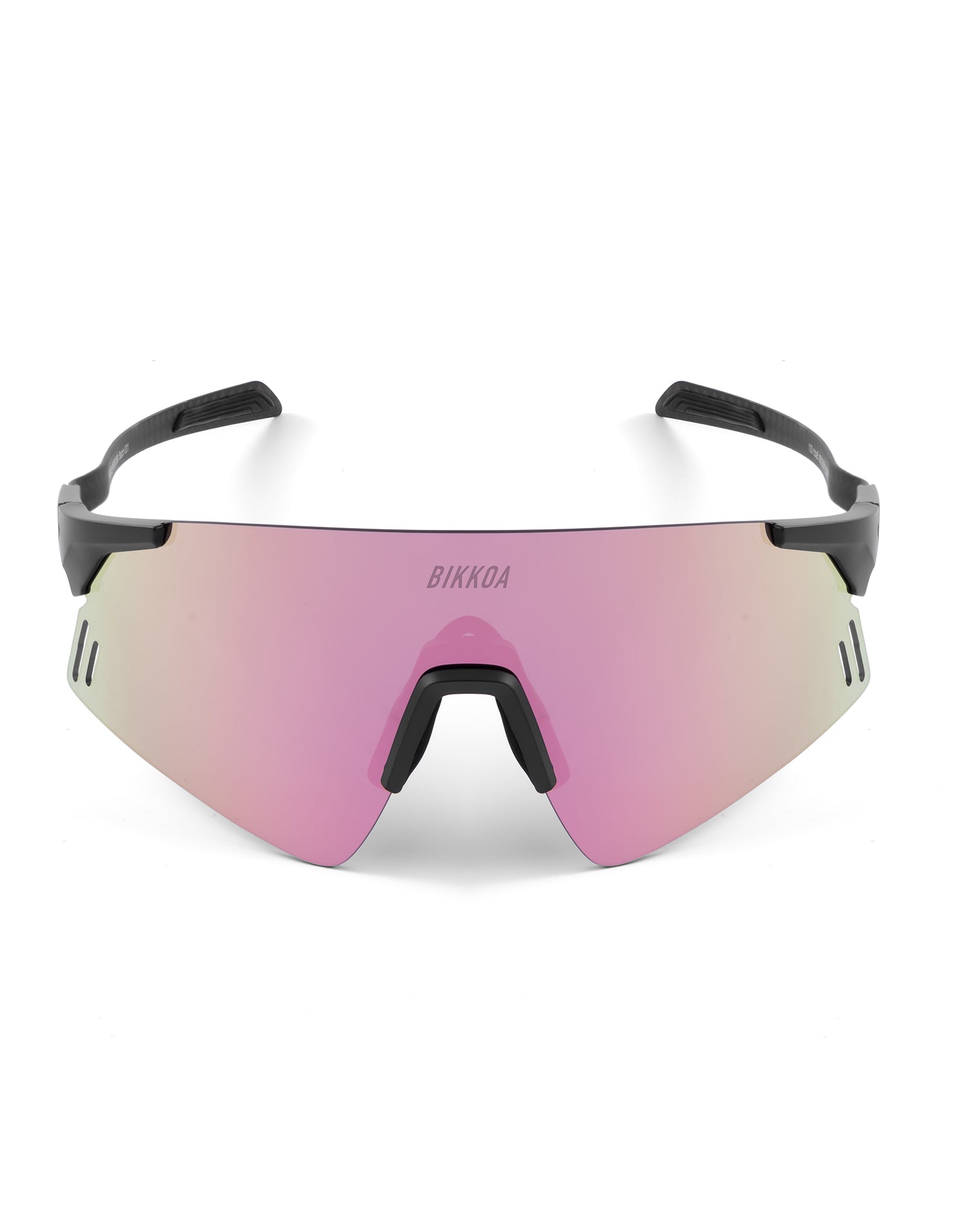 Gafas deportivas BIKKOA NEXORA rosas, vista frontal completa con montura de carbono y lente perforada AIR VENT para mejor aerodinámica - rosa