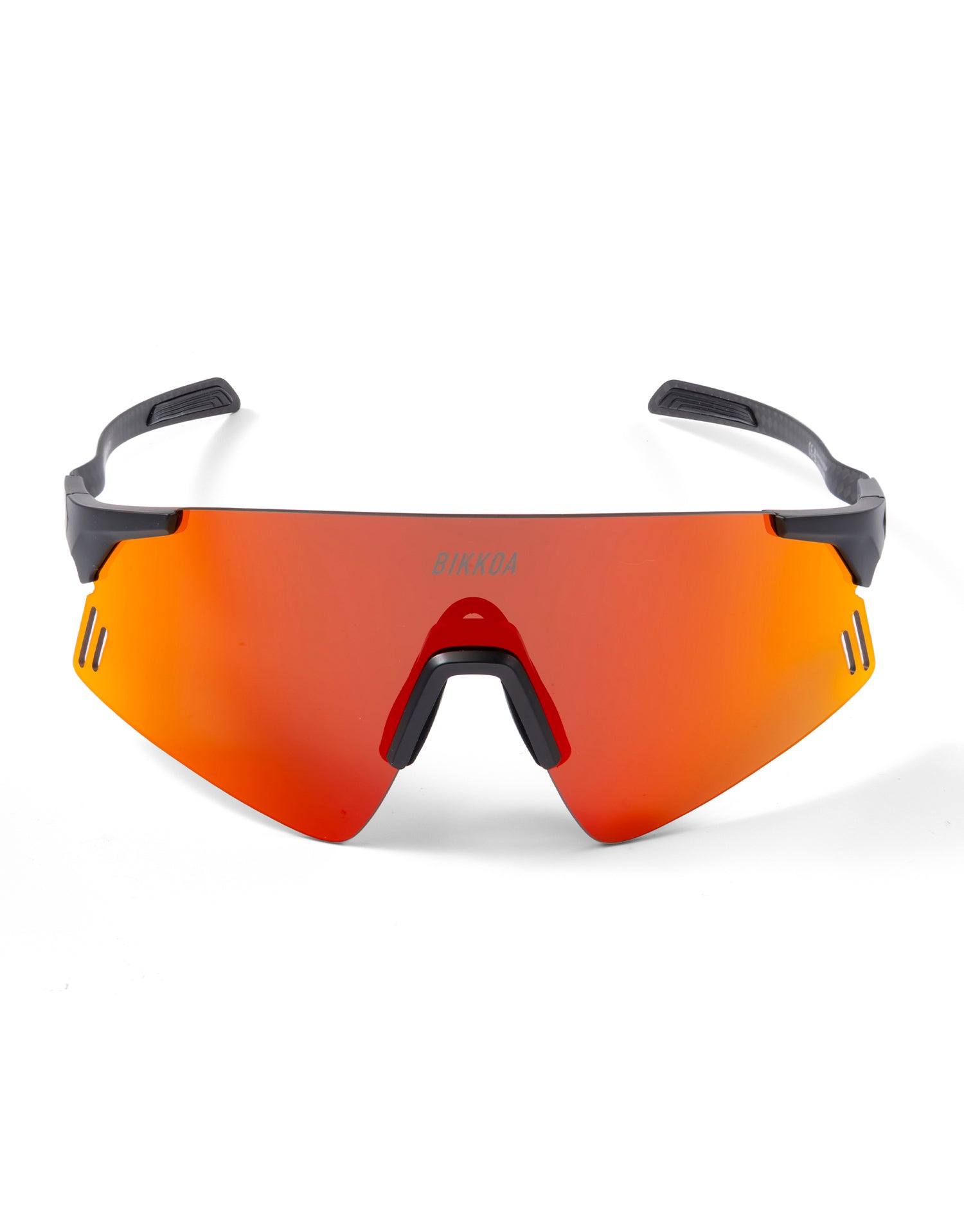 Vista frontal de las gafas BIKKOA NEXORA con lente roja deportiva - Roja