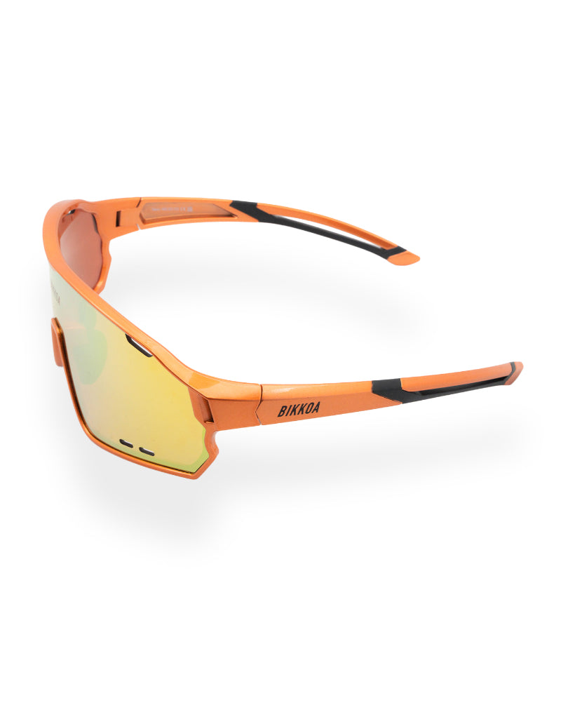 Gafas deportivas BIKKOA NEXO bronce vista frontal lateral diseño técnico para ciclismo y alto rendimiento - Bronce