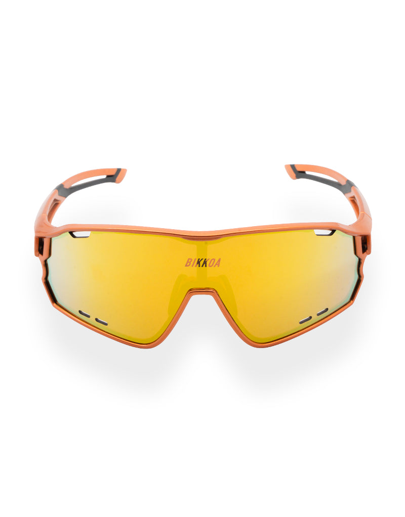 Gafas BIKKOA NEXO bronce vista frontal completa lente envolvente para ciclismo y running - Bronce