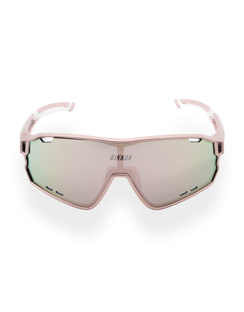 Gafas BIKKOA NEXO rose gold vista frontal completa lente envolvente y diseño técnico - Oro Rosa
