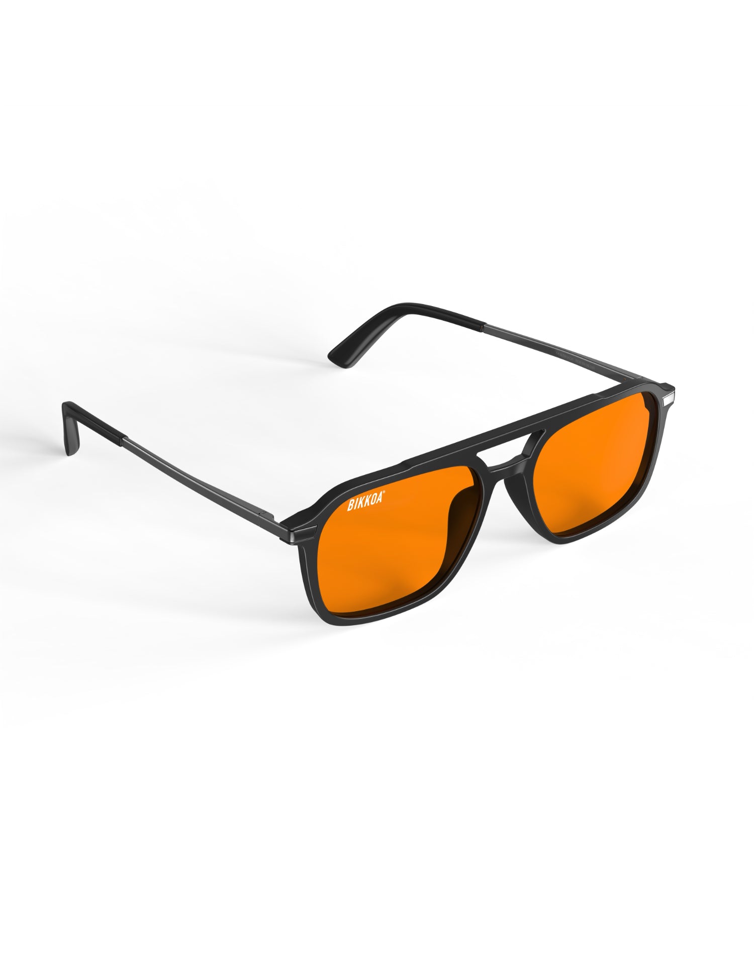 Gafas NOR Reset BIKKOA lente ámbar vista frontal lateral izquierda diseño técnico para reducir fatiga digital