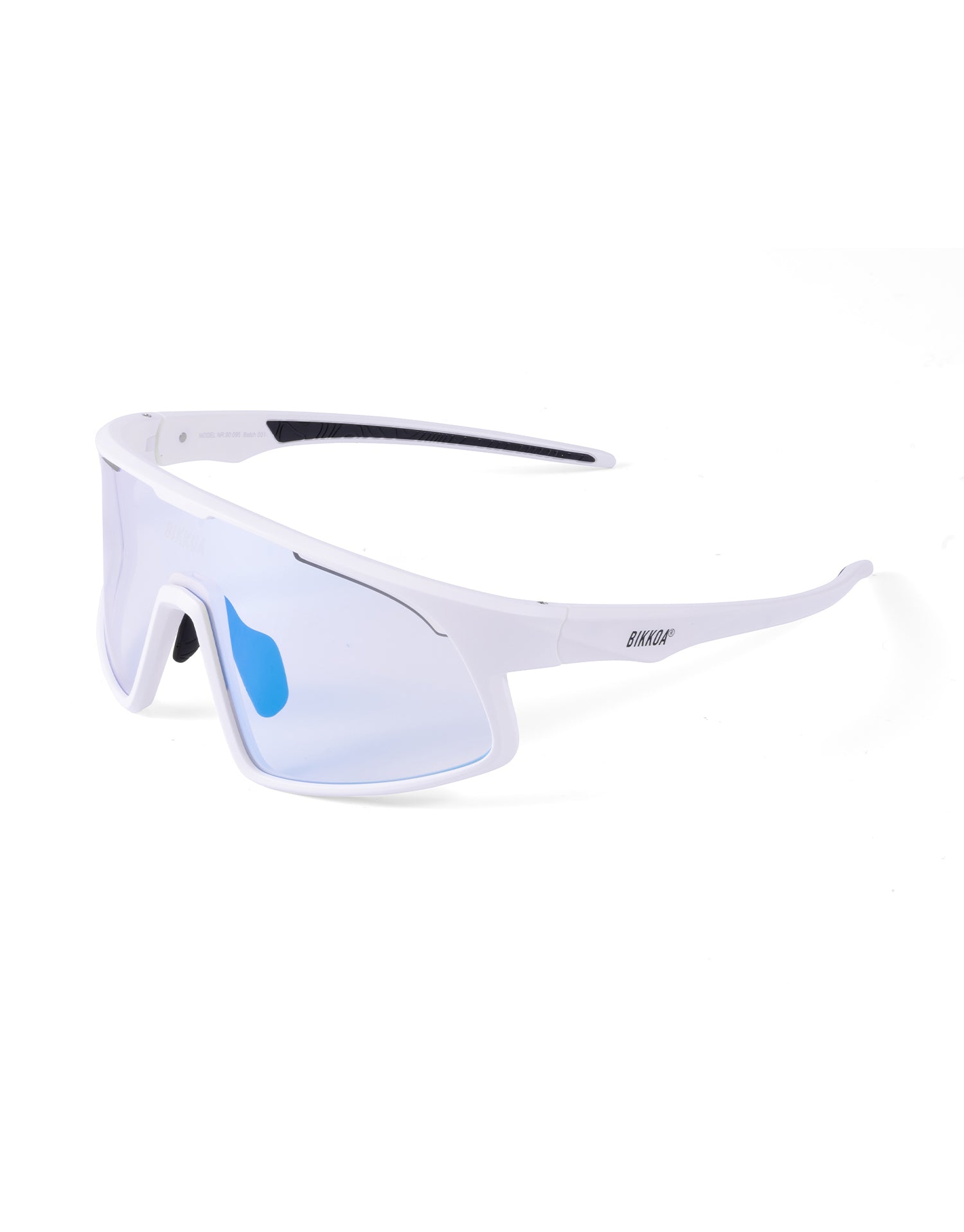 Gafas deportivas BIKKOA RELION blanca mate con lente fotocromática azul para running y ciclismo - azul