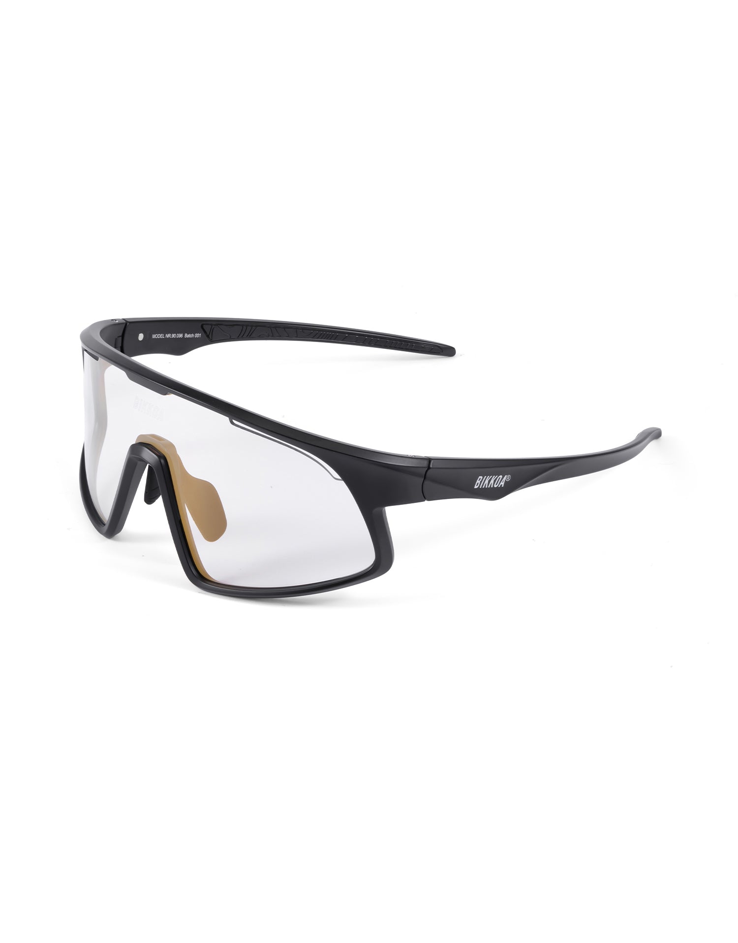 Gafas deportivas BIKKOA RELION negras con lente fotocromática roja para running y ciclismo - dorada