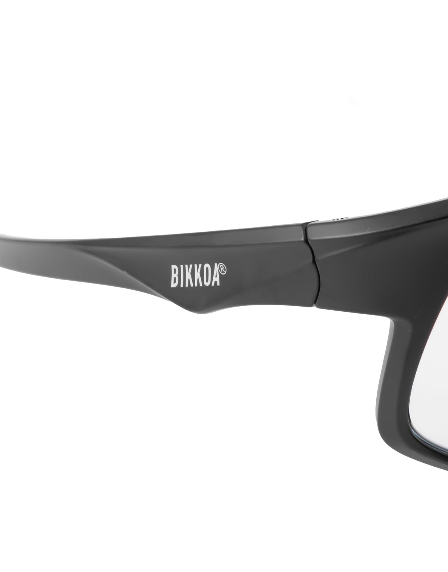 Vista lateral de las gafas BIKKOA RELION con patillas ergonómicas en TR-90 negro mate - roja