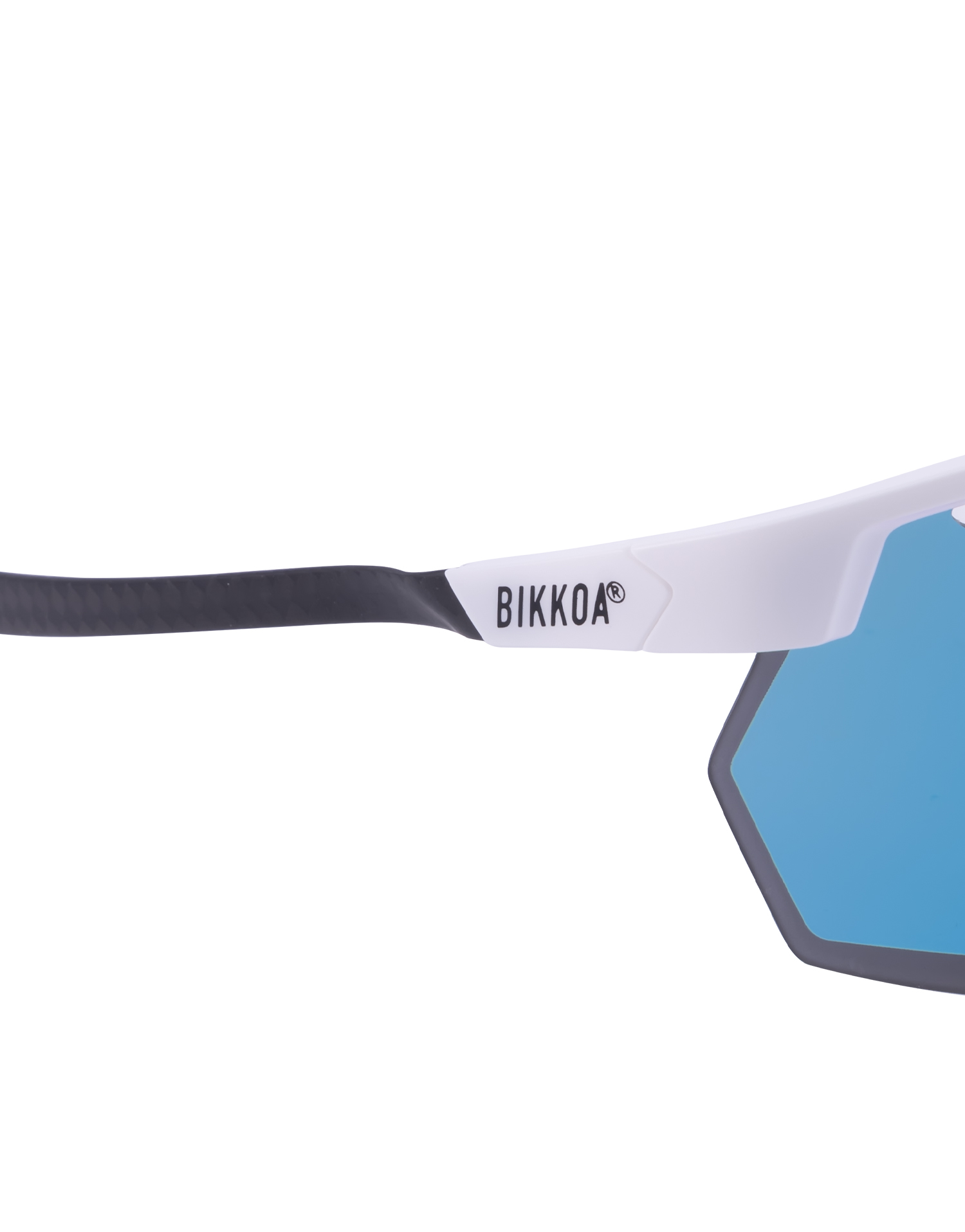 Gafas deportivas BIKKOA STRATOX con lente azul REVO y montura blanca y patillas de carbono ergonómicas - azul